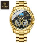 BINBOND Double Tourbillon Men's Non-Automatic Hollow Quartz Watch Style Waterproof Luxury Watch for Men