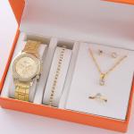 LP13 2026 New Trendy Women's Quartz Watch Waterproof Alloy Five-Piece Set Stainless Steel Band Ready Stock Jewelry Set