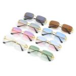 Kaji Frameless Diamond-cut square Sunglasses Women European American Style Popular Social Media Street-style Photography Trendy