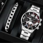 LP11 Men's Classic Calendar, Casual Business Fashion Trend Belt, Night Light Pointer, Men's Single Calendar, Quartz Watch