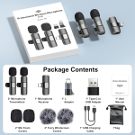 2026 New K9 Wireless Microphone Professional Noise Reduction Lapel Clip-on Mini Mic Plug & Play for iPhone Android Type-C