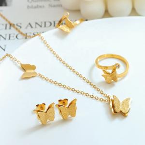 18K Gold Plated Butterfly Necklace Earrings Rings Charm Pendant Women Butterfly Jewelry Set