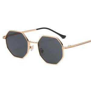 012 Unisex Sunglasses Men and Women Retro Sunglasses Unique Vintage Square Shape Lens Gold Metal Frame Sun Glasses Shades