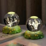 Creative Modern LED Plug-In Carved Rose Carnation Flower Crystal Ball Small Night Light Bedroom Study Decoration