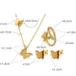 18K Gold Plated Butterfly Necklace Earrings Rings Charm Pendant Women Butterfly Jewelry Set