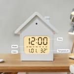 New Promotion Cute Alarm Night Smart Nightstand Small Table Large Bedside Digital Calendar House Clock Design for Teen Girl Gift