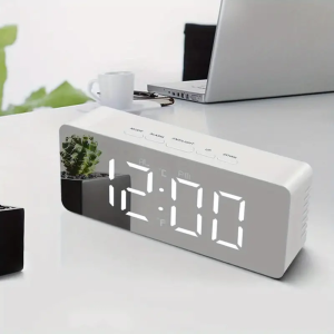 LED Multi-function Snooze Display White Time Table Alarm Digital Clock Modern Mirror Alarm Clock LED White Light Table Lamp