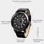 New Men's Business Alloy 4 Pcs Jewelry Set Casual Leather Strap Number Date Quartz Wristwatch Fashion Watch