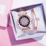 8 Colors Women's Smart Watch Set Alarm Clock Fashion Quartz Gift with Plastic Case Genuine Leather Band IPX-6 Waterproof