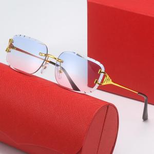 Kaji Frameless Diamond-cut square Sunglasses Women European American Style Popular Social Media Street-style Photography Trendy
