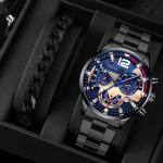 LP11 Men's Classic Calendar, Casual Business Fashion Trend Belt, Night Light Pointer, Men's Single Calendar, Quartz Watch