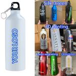 Custom Logo 500ml Aluminum Sports Water Bottle Wholesale BPA Free Metal Travel Flask with Carabiner for Corporate Event Gifts