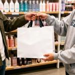 Plain White Paper Gift Bags With Black Satin Ribbon Handles Matte Blank Paper Totes for Custom Logo Brand Packaging