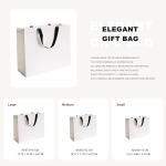 Plain White Paper Gift Bags With Black Satin Ribbon Handles Matte Blank Paper Totes for Custom Logo Brand Packaging