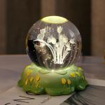 Creative Modern LED Plug-In Carved Rose Carnation Flower Crystal Ball Small Night Light Bedroom Study Decoration