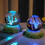 Creative Modern LED Plug-In Carved Rose Carnation Flower Crystal Ball Small Night Light Bedroom Study Decoration