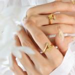 18K Gold Plated Butterfly Necklace Earrings Rings Charm Pendant Women Butterfly Jewelry Set