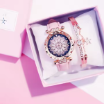 8 Colors Women's Smart Watch Set Alarm Clock Fashion Quartz Gift with Plastic Case Genuine Leather Band IPX-6 Waterproof