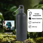 Custom Logo 500ml Aluminum Sports Water Bottle Wholesale BPA Free Metal Travel Flask with Carabiner for Corporate Event Gifts