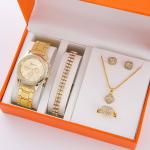 LP13 2026 New Trendy Women's Quartz Watch Waterproof Alloy Five-Piece Set Stainless Steel Band Ready Stock Jewelry Set