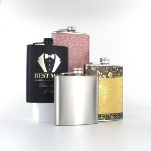 Compact 8oz Metal Stainless Steel Hip Flask Bling Rhinestone Lid Keeps Drinks Hot/Cold Waterproof Black American Retro Style